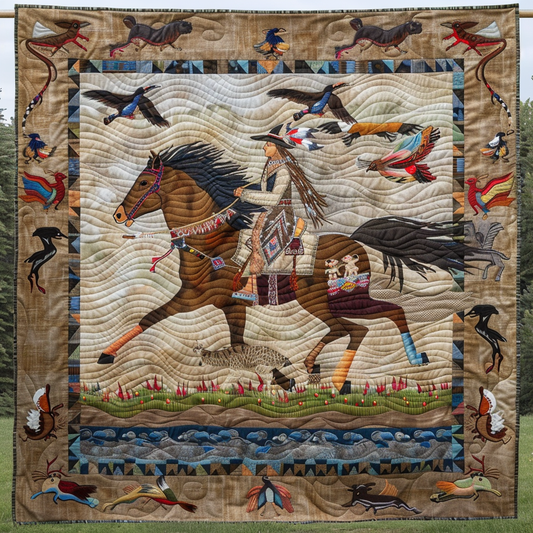 Native American Inspired Horses XR3105001CL Quilt