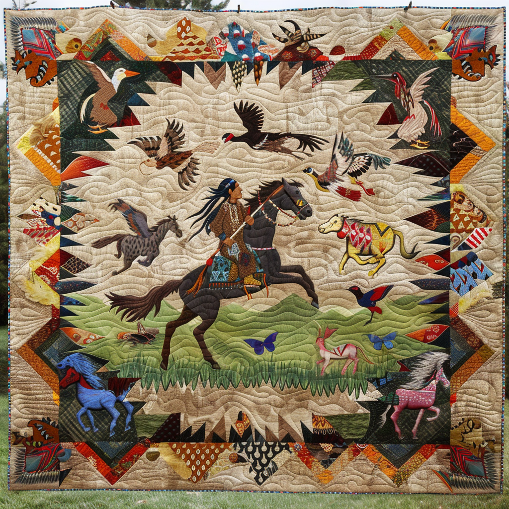 Native American Inspired Horses XR3105002CL Quilt – Cozzyhomes