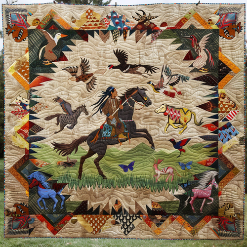 Native American Inspired Horses XR3105002CL Quilt