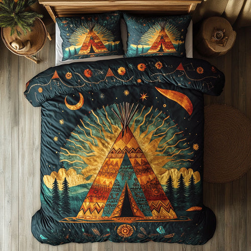 Native American Sacred Sky & Painted Teepee WU1903054CL Duvet Cover Set