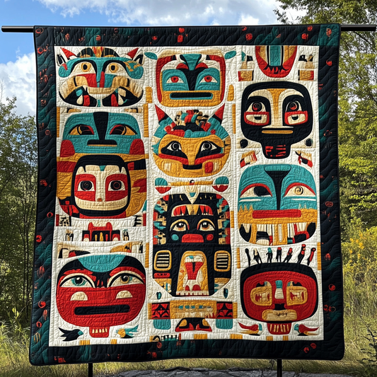 Native American Totem Poles WU1401008CL Quilt