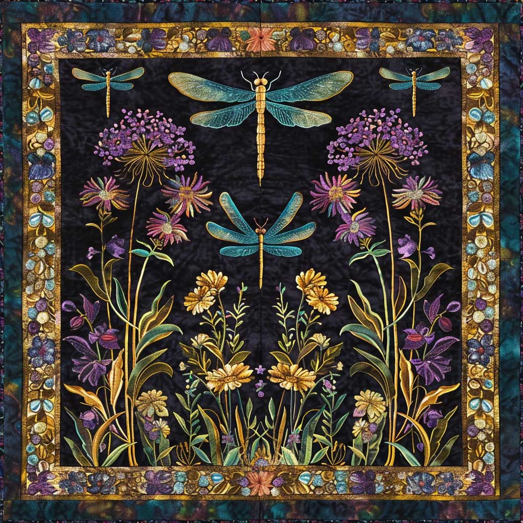 Night Dragonflies XR0207031CL Quilt