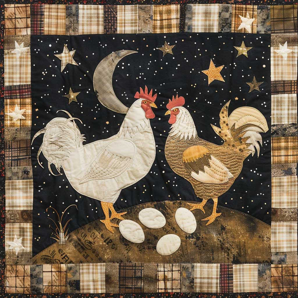 Patchwork Couple Chicken XR1308056CL Quilt