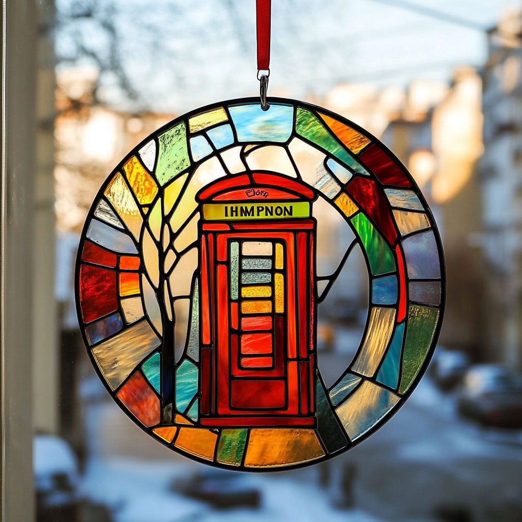 Phone Booth WJ1010047CL Stained Glass Suncatcher