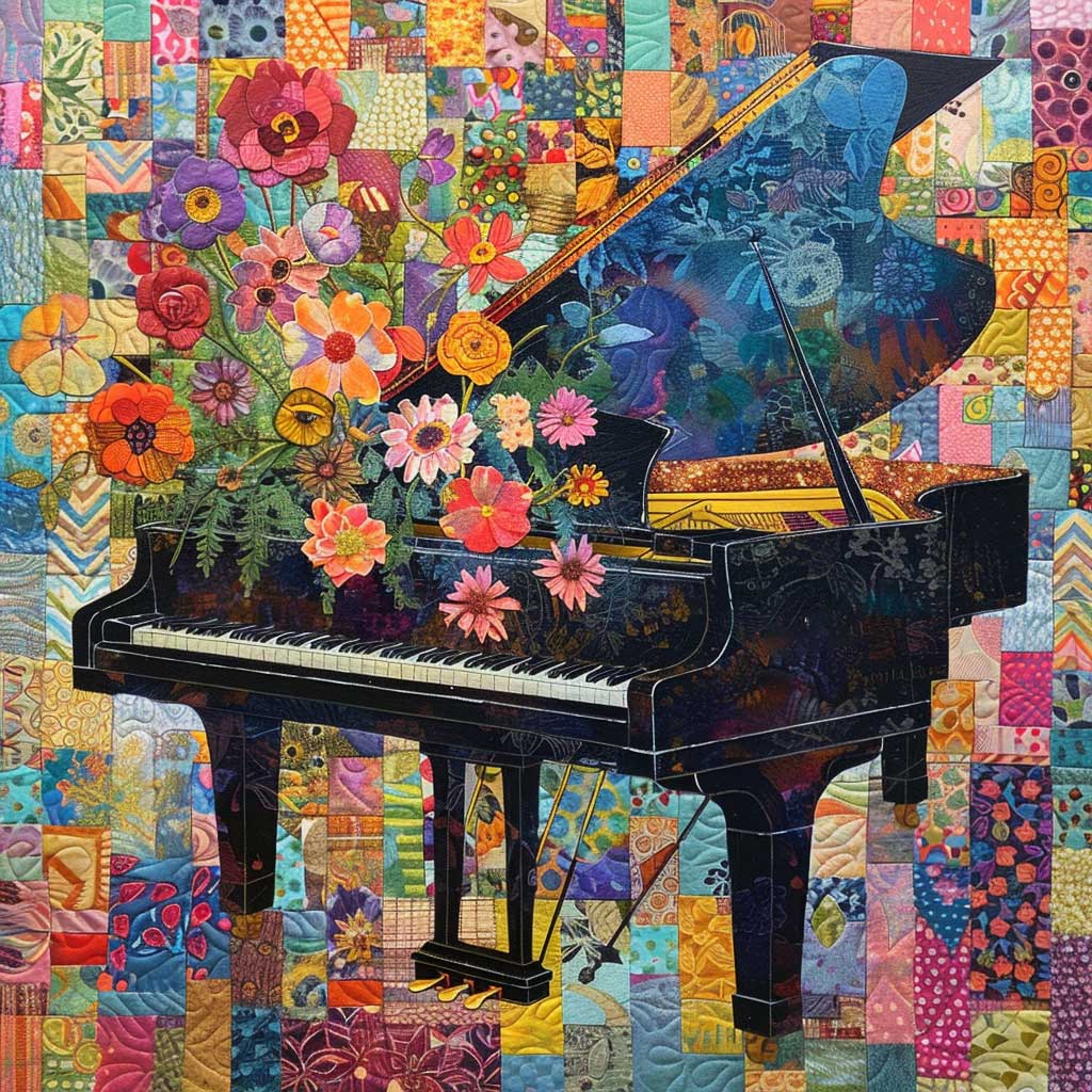 Piano And Flowers XR0907011CL Quilt