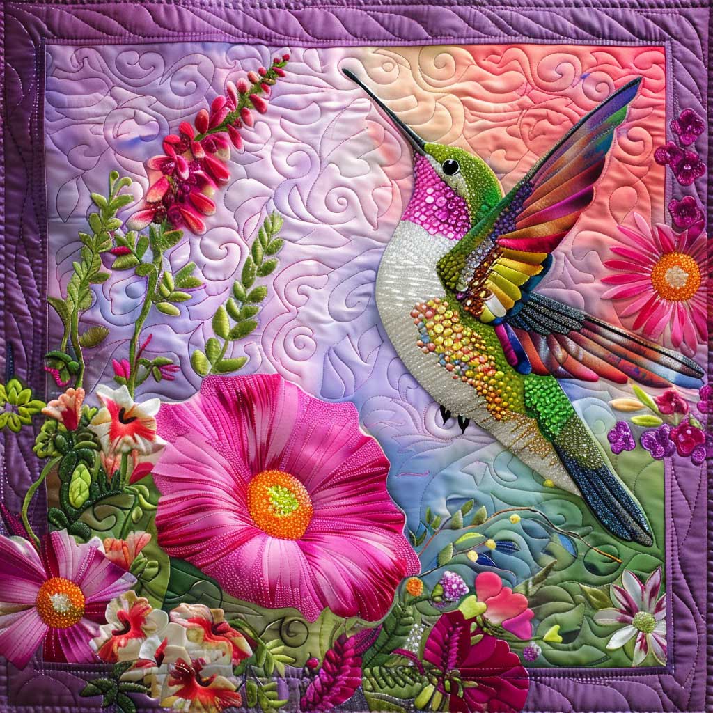 Pink Garden Hummingbird XR1008012CL Quilt