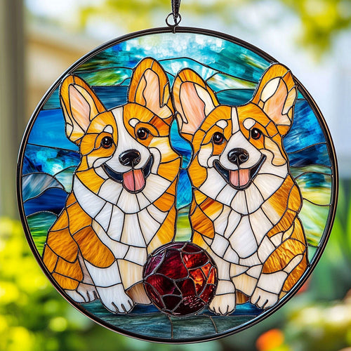 Playful Corgi WU1701041CL Suncatcher