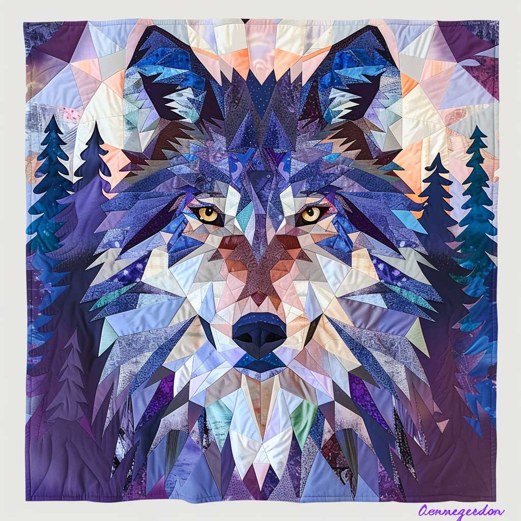 Polygonal Wolf Wild Animal WP2507007CL Quilt