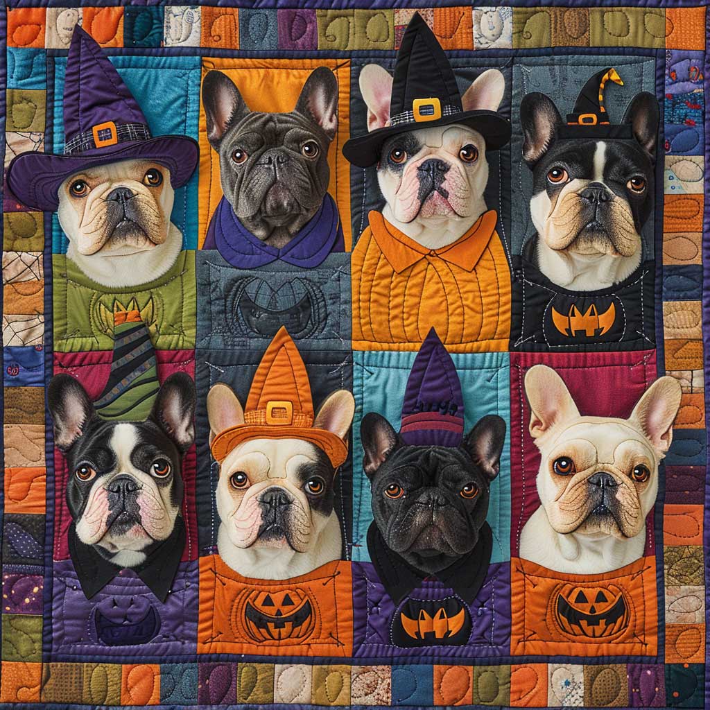 Pumpkin French Bulldogs XR1908035CL Quilt