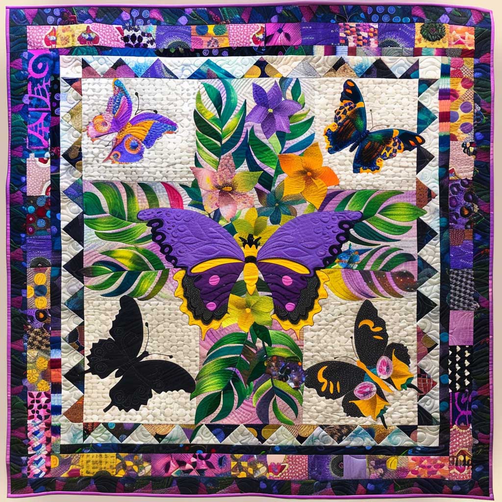 Purple Butterflies XR0107002CL Quilt