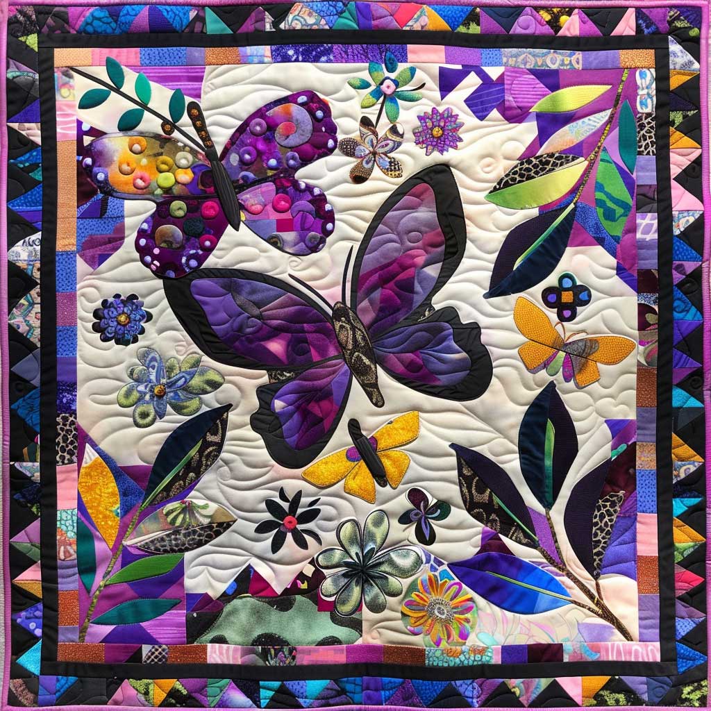 Purple Butterflies XR0107003CL Quilt