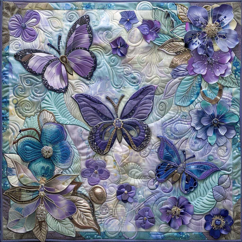 Purple Butterflies XR0207021CL Quilt