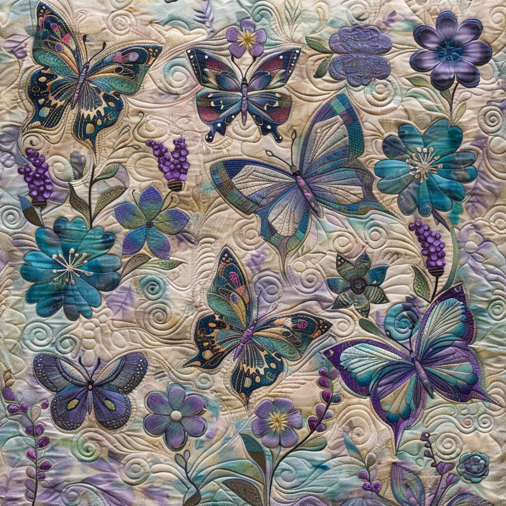 Purple Butterflies XR0207022CL Quilt