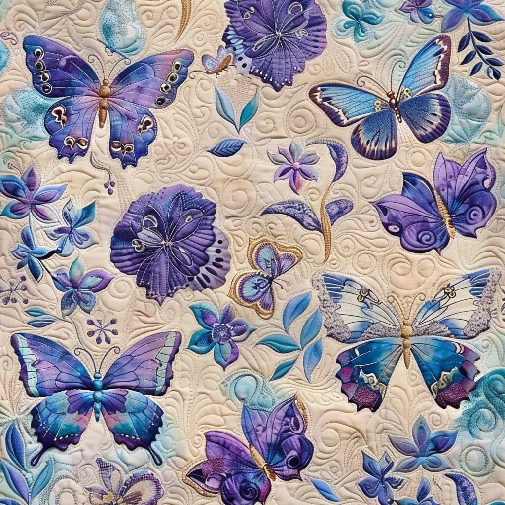 Purple Butterflies XR0207025CL Quilt