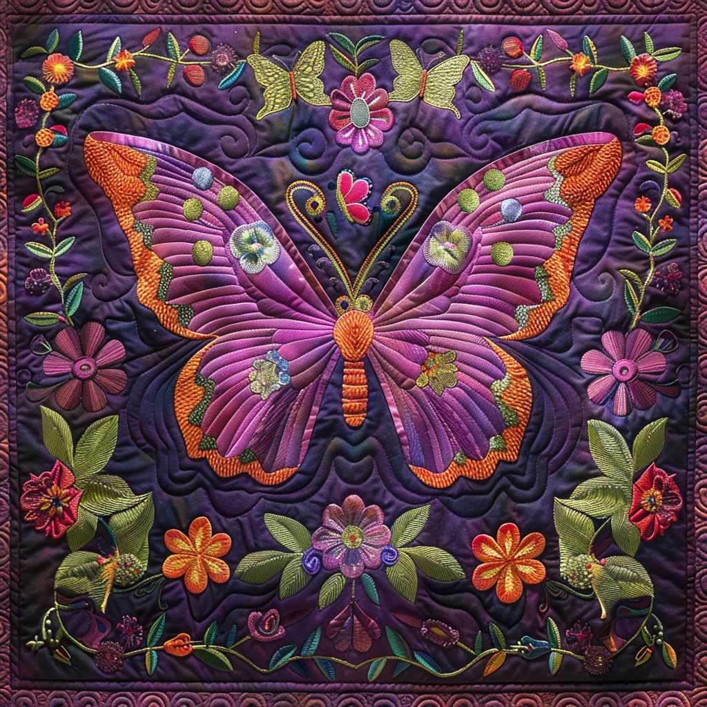 Purple Butterfly WJ1707018CL Quilt