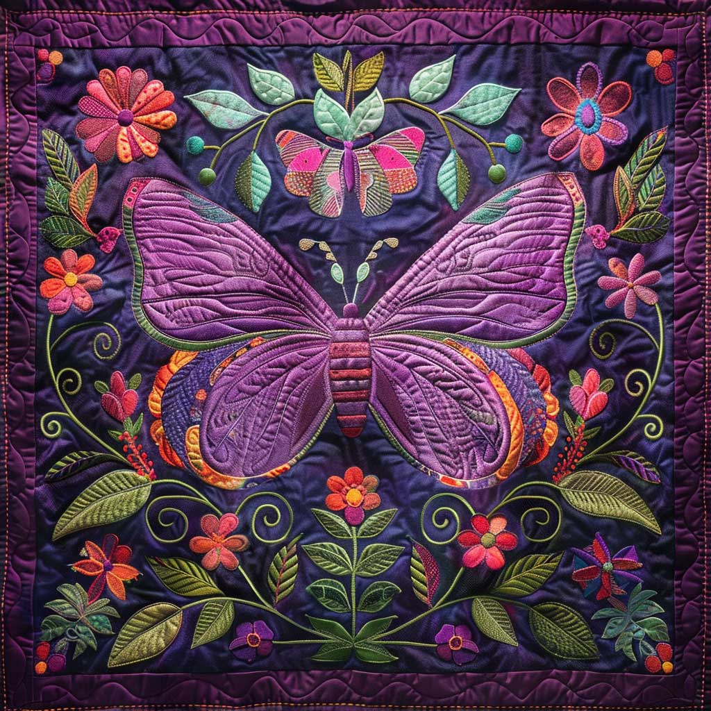 Beautiful Purple Butterfly WJ1707019CL Quilt