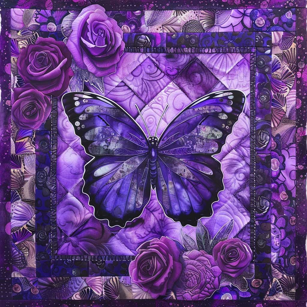 Purple Butterfly XR2906004CL Quilt