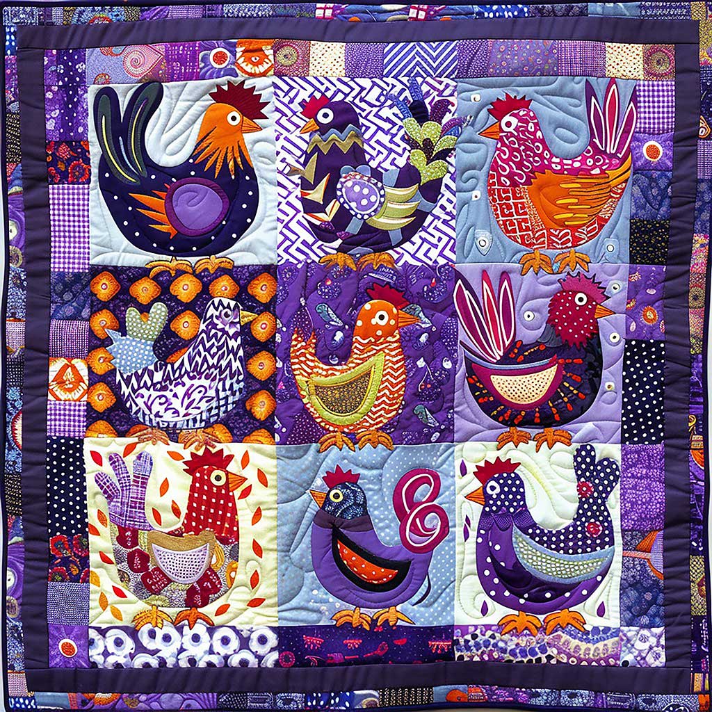 Purple Chickens WM2407007CL Quilt