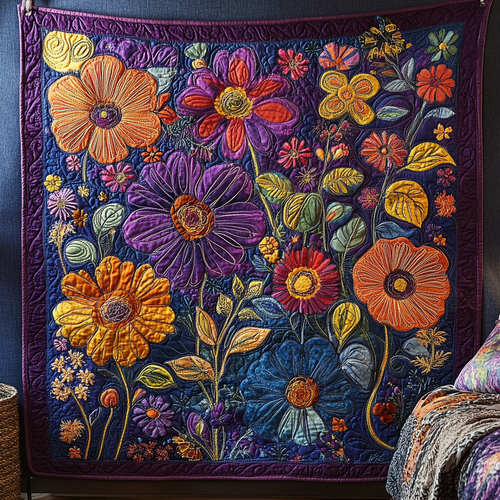 Purple Floral Patchwork WU2702006CL Quilt