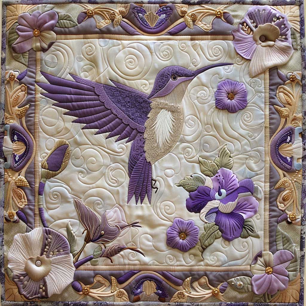Purple Hummingbird Elegance XR0509002CL Quilt
