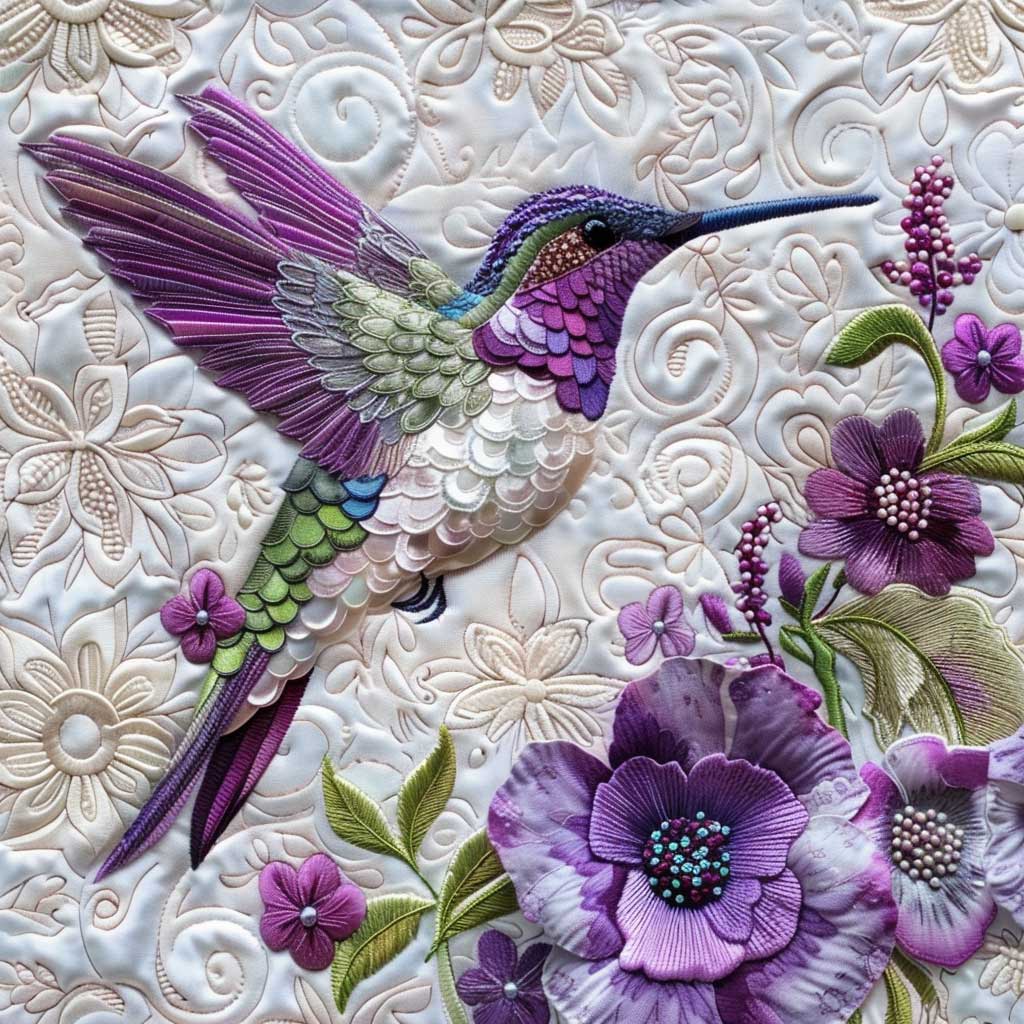 Purple Hummingbird WJ0108024CL Quilt