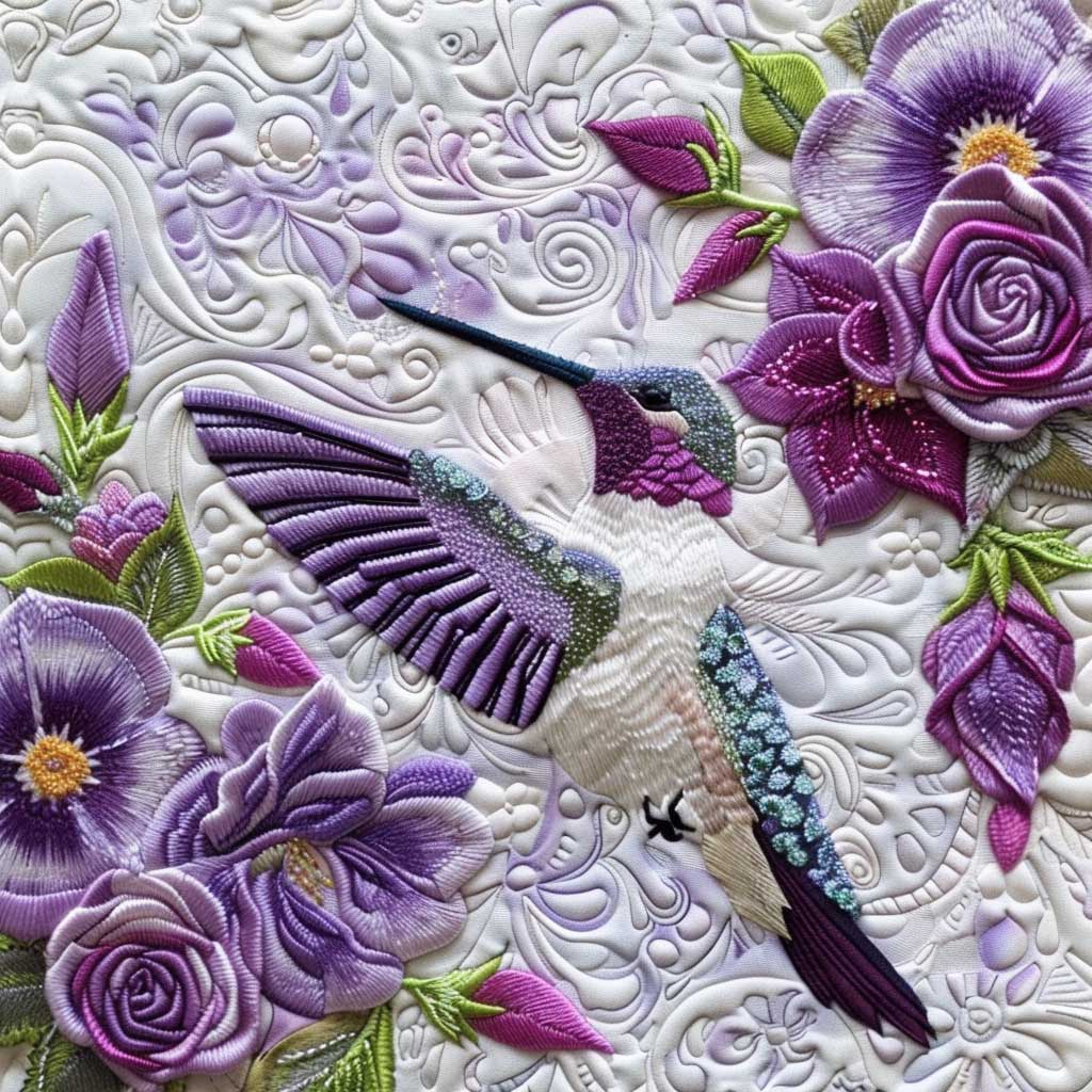 Purple Hummingbird WJ2607023CL Quilt