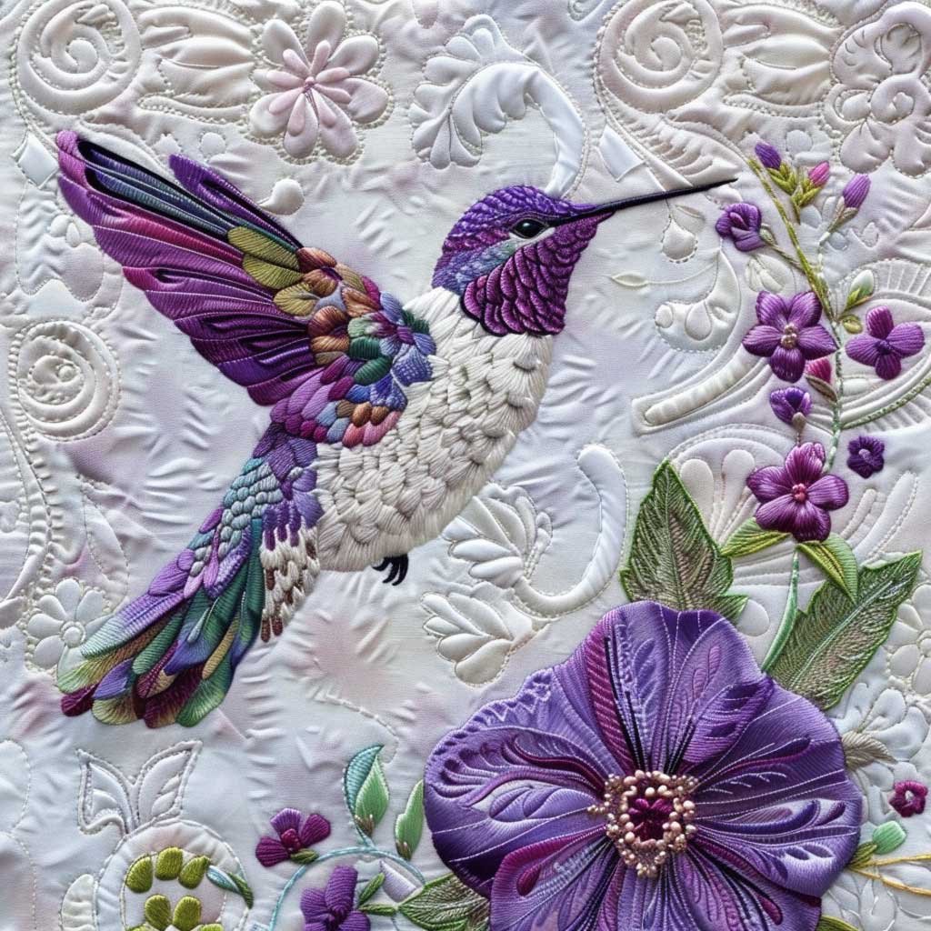 Purple Hummingbird WJ2607024CL Quilt