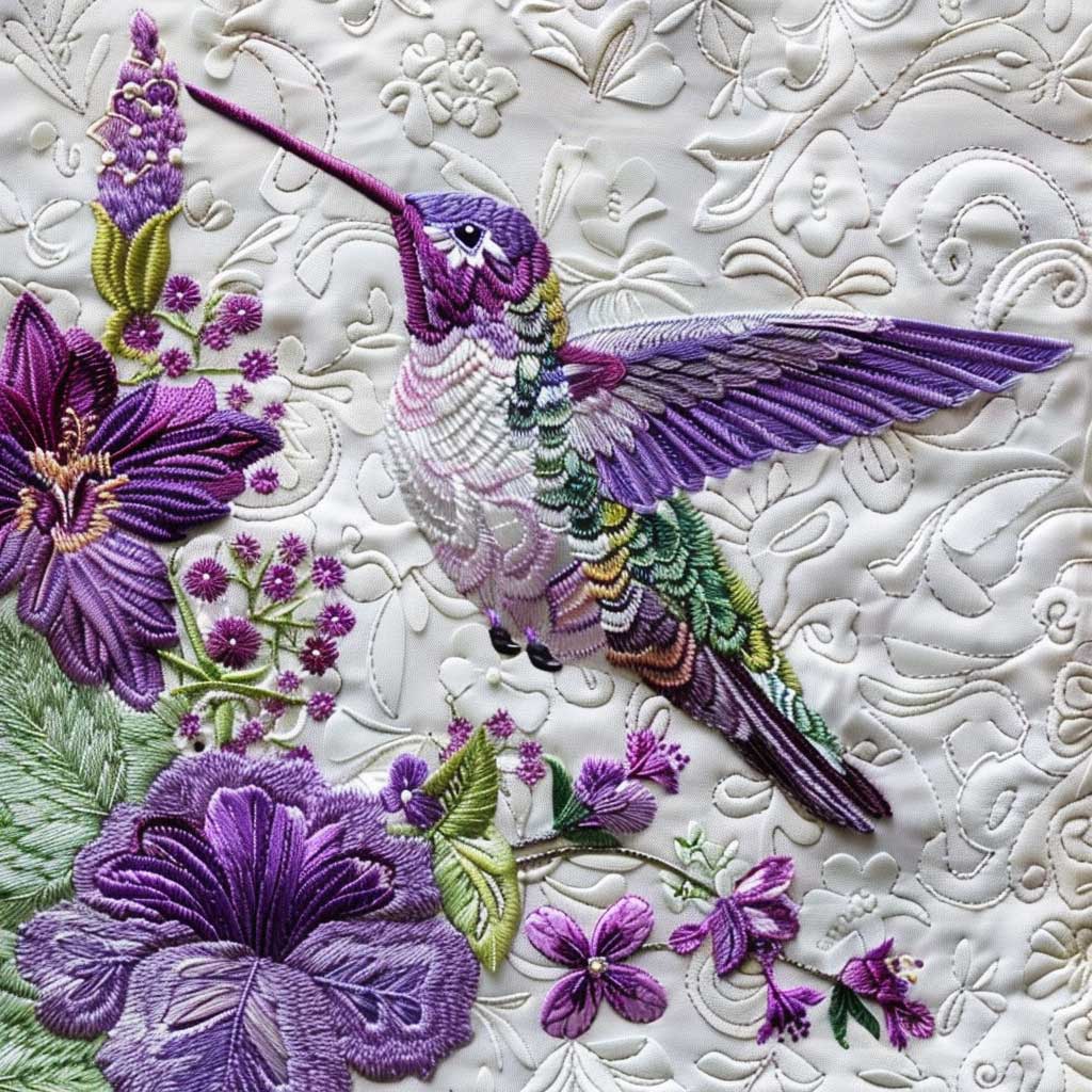 Purple Hummingbird WJ2707034CL Quilt