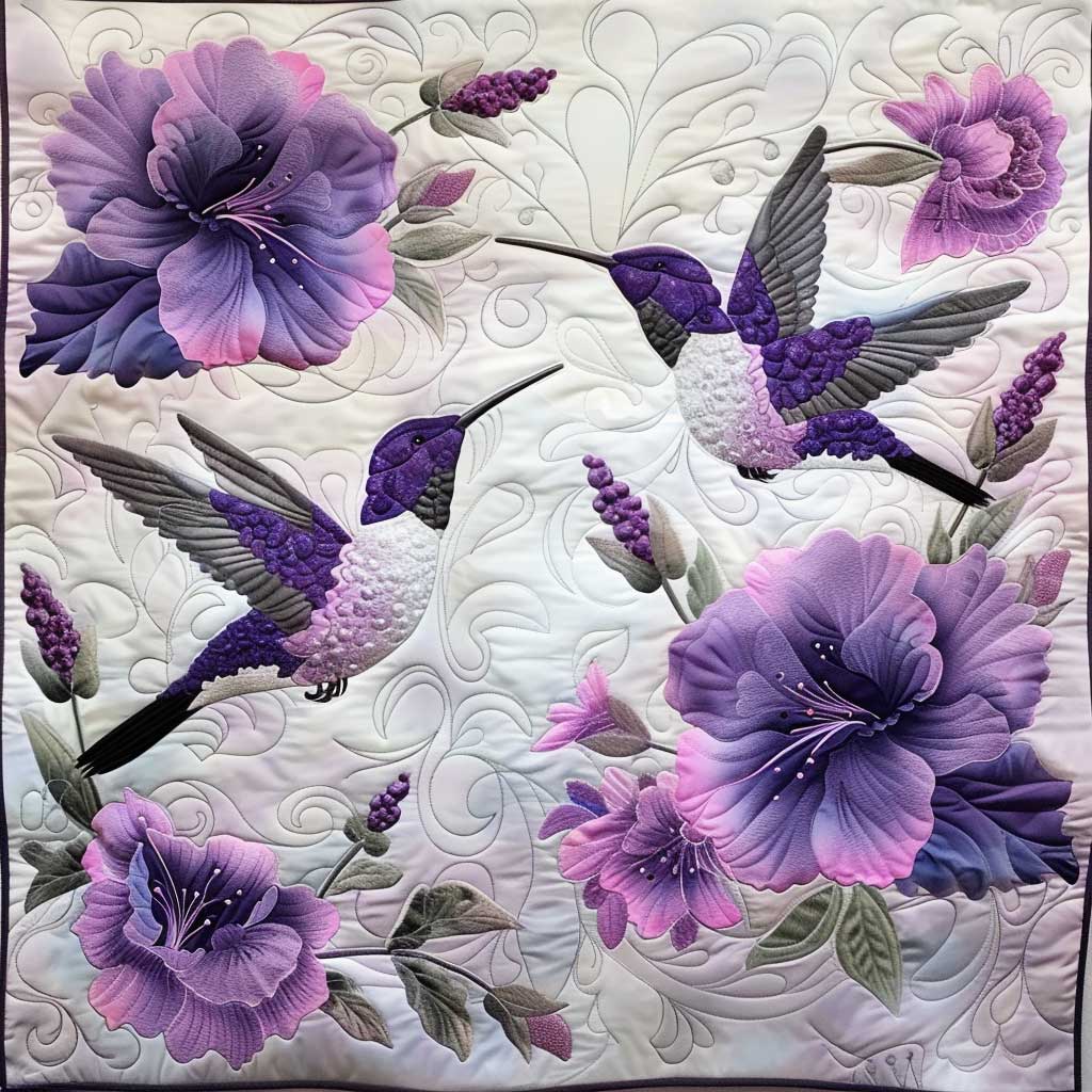 Purple Hummingbirds XR1307011CL Quilt