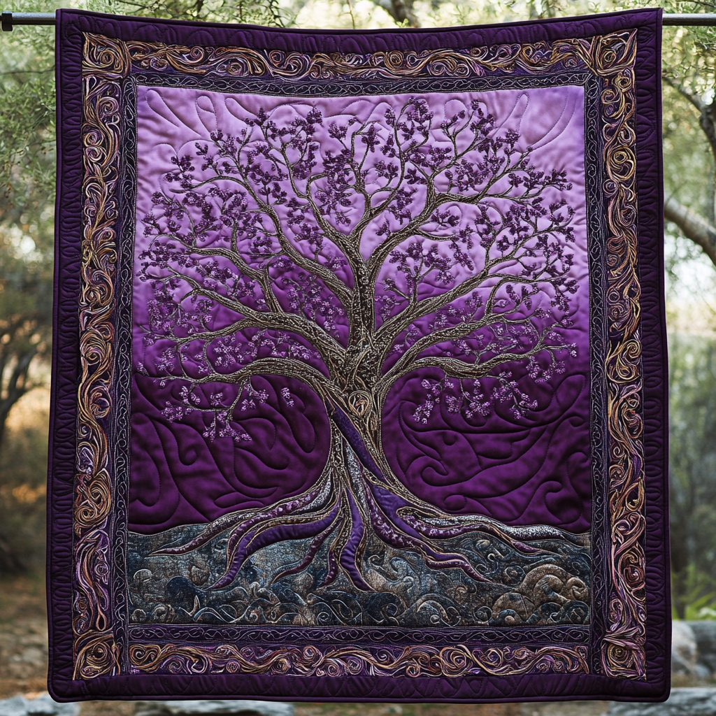 Purple Tree Of Life WU2612019CL Quilt