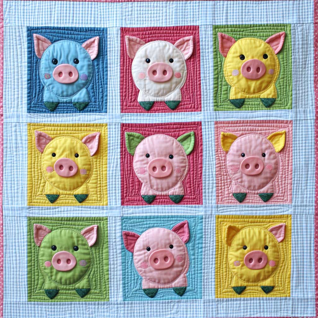 Rainbow Pig XR0708011CL Quilt