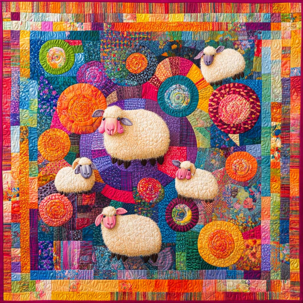 Rainbow Sheeps XR0708017CL Quilt