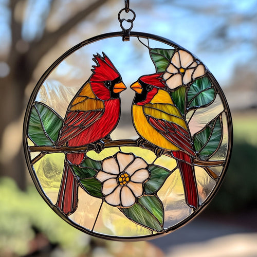 Red Cardinal WJ1010048CL Stained Glass Suncatcher