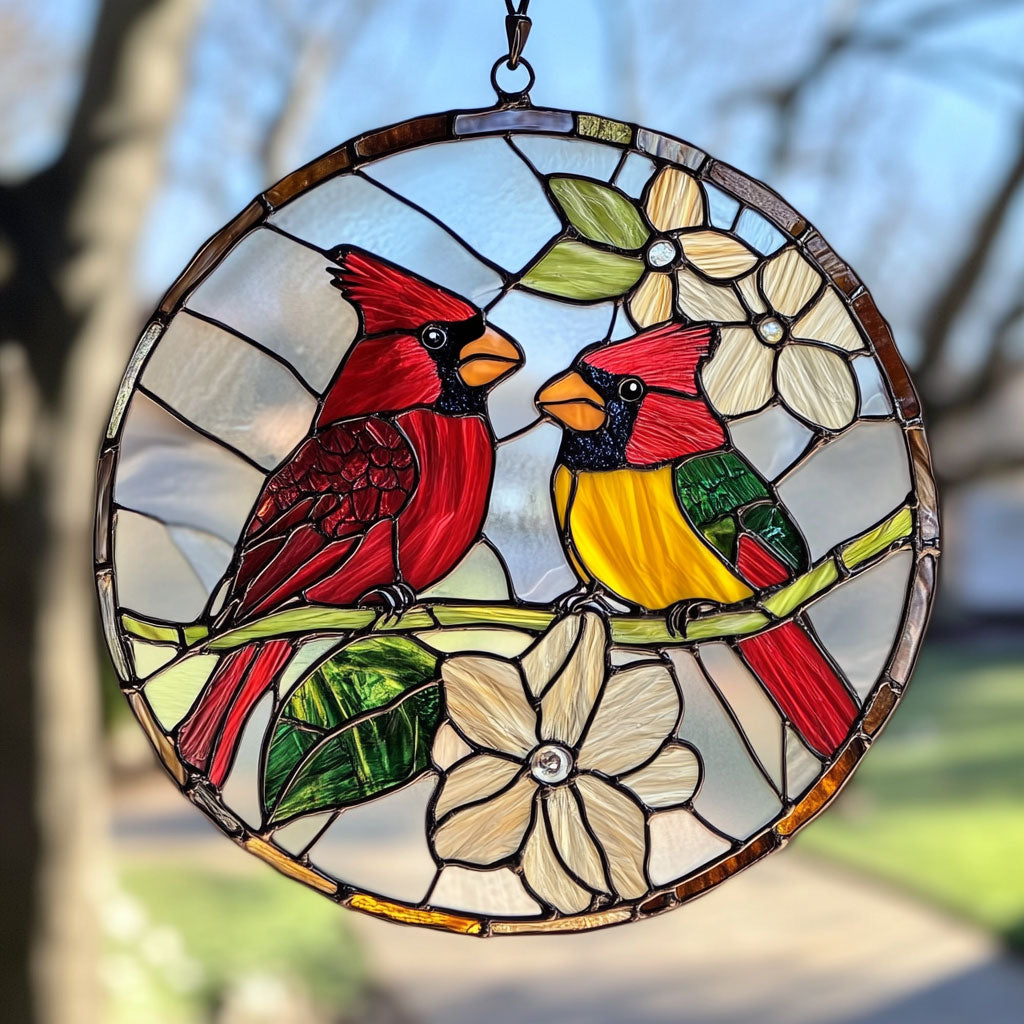 Red Cardinal WJ1010049CL Stained Glass Suncatcher