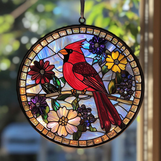 Red Cardinal WJ2310041CL Stained Glass Suncatcher