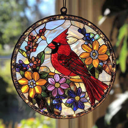 Red Cardinal WJ2310043CL Stained Glass Suncatcher