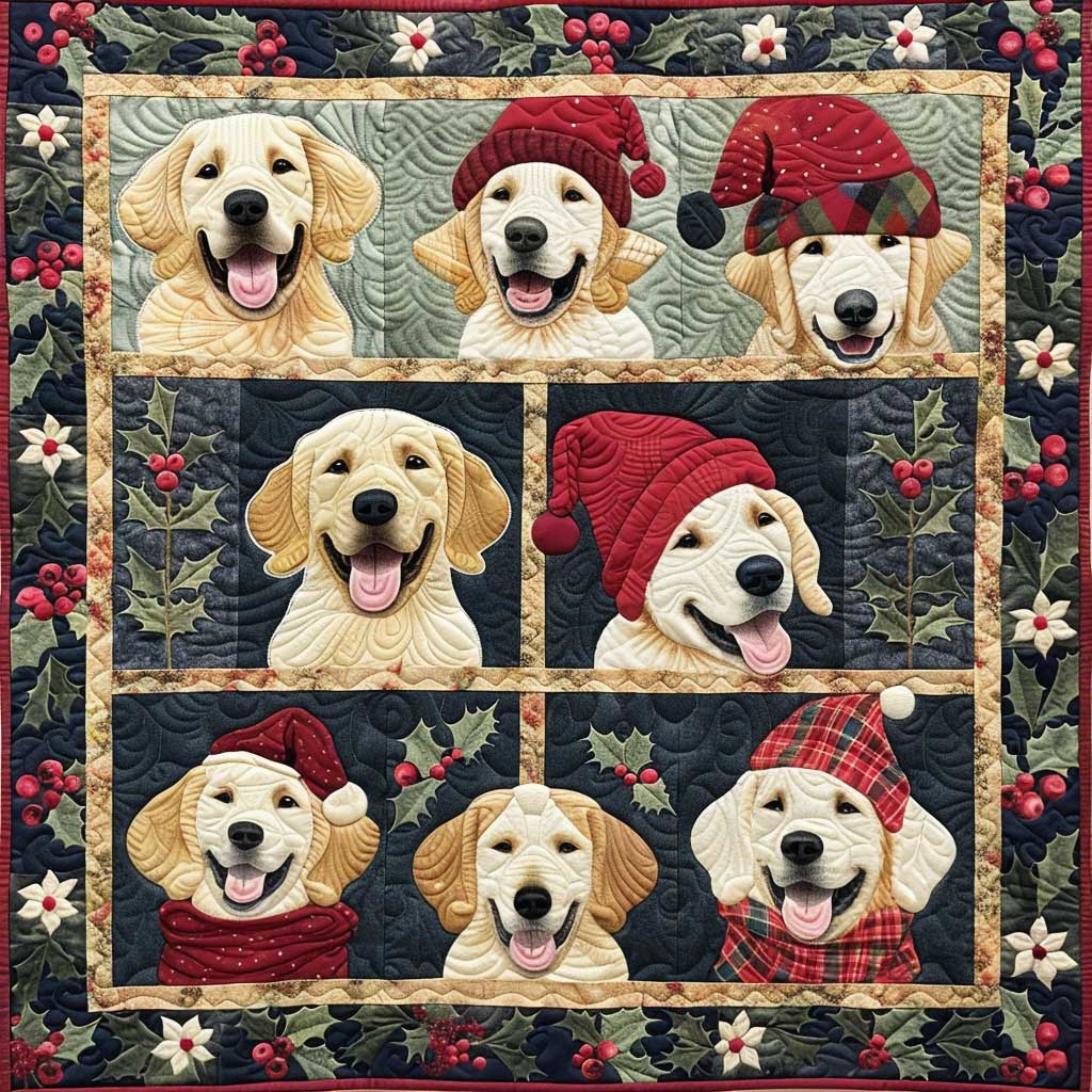 Red Hats Golden Retrievers XR1408001CL Quilt