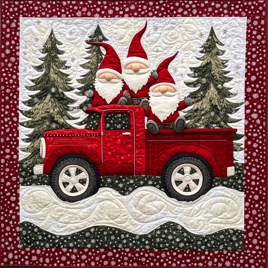 Red Truck With Gnomes XR1009014CL Quilt