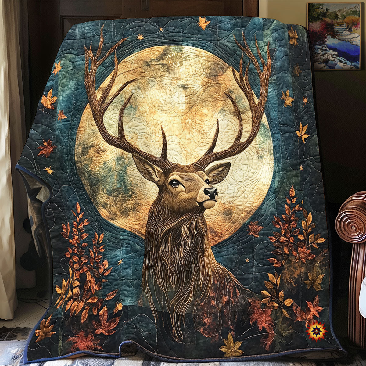 Reindeer Starry Night WU1912013CL Quilt