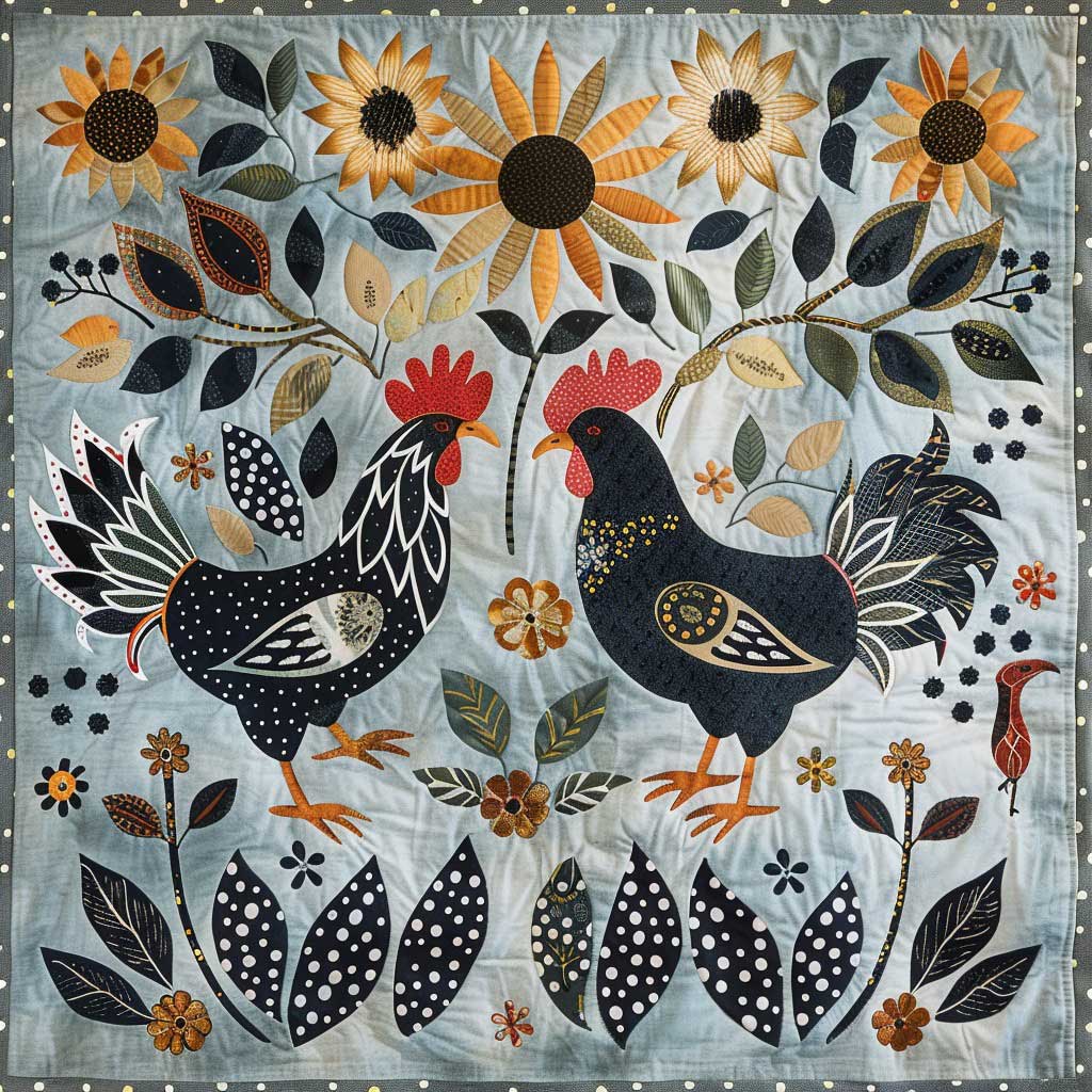 Roosters And Sunflowers WM2507001CL Quilt