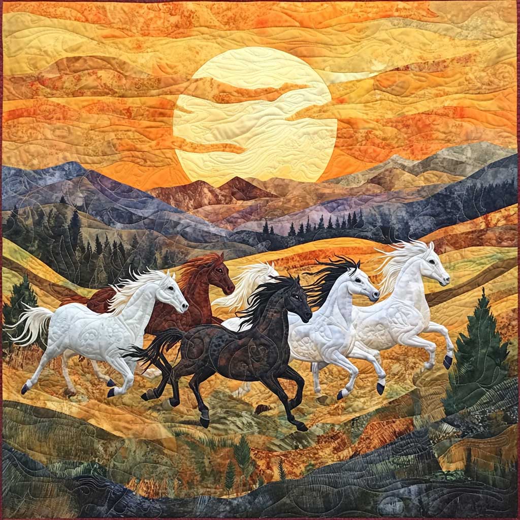 Running Horse In Sunset XR0808021CL Quilt