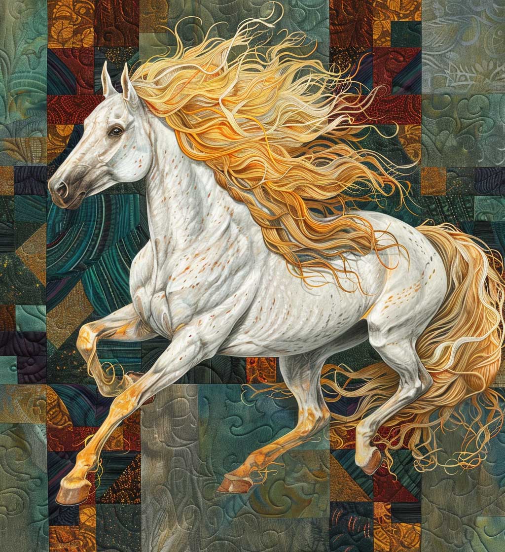 Running White Horse XR0107014CL Quilt