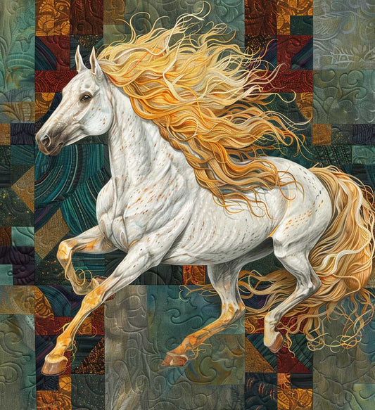 Running White Horse XR0107014CL Quilt