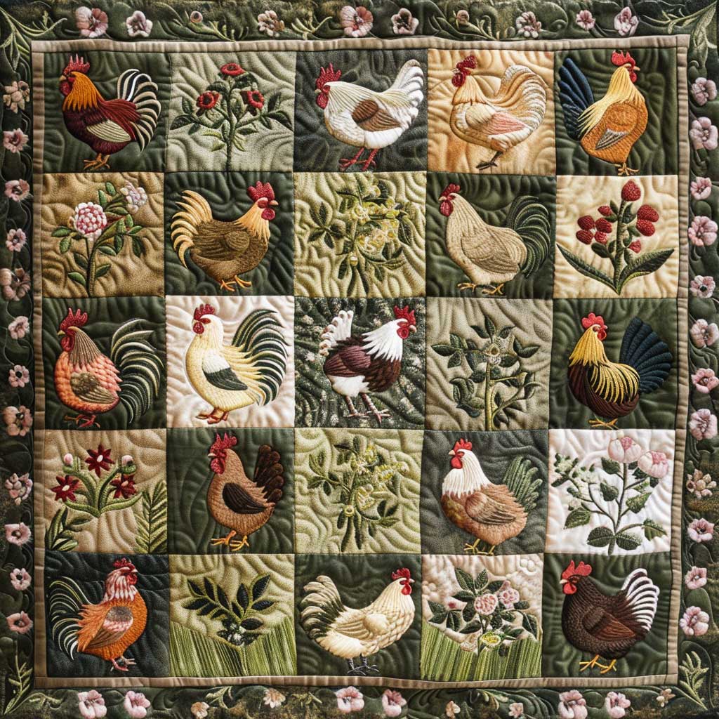 Rural Chickens XR0908025CL Quilt