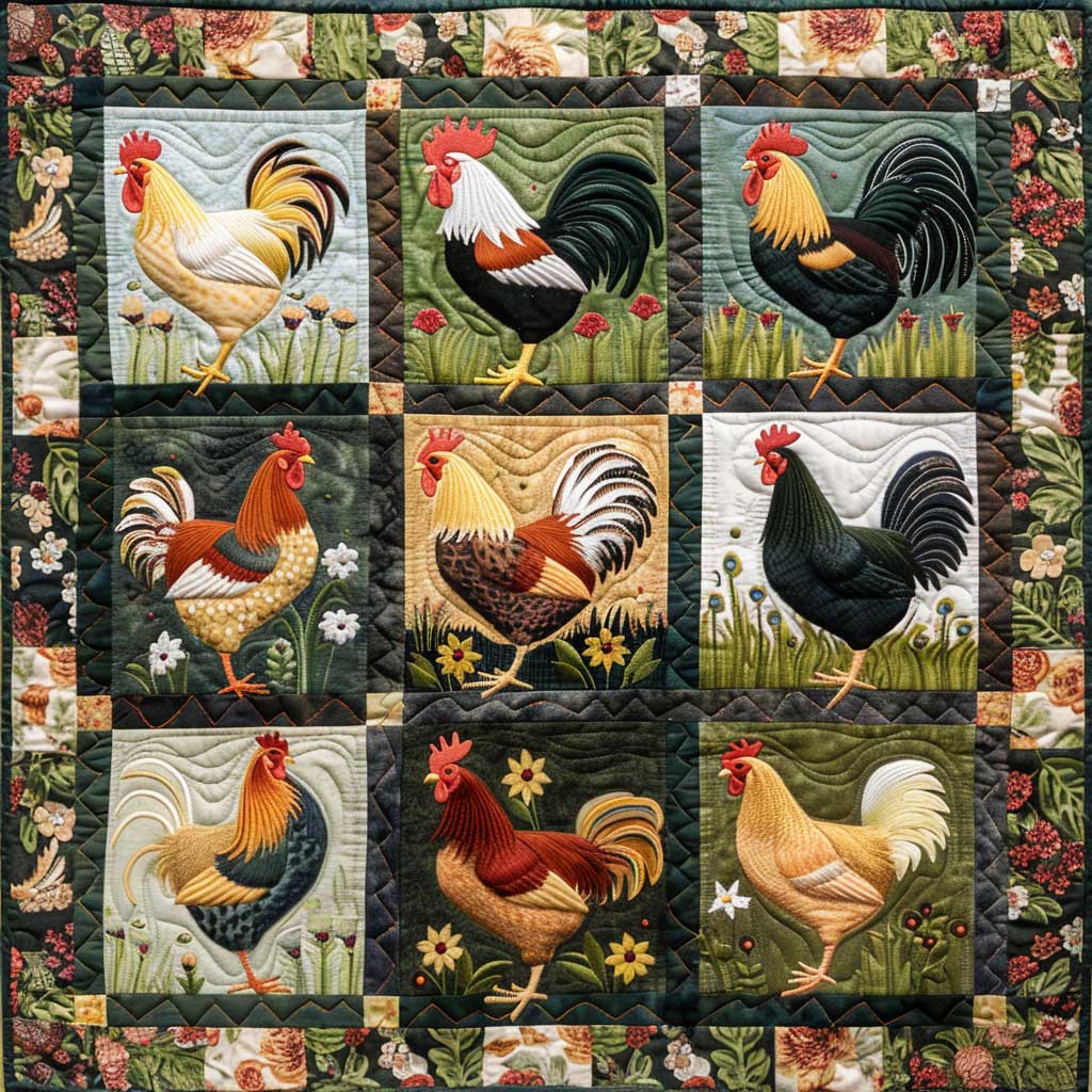 Rustic Roosters XR0908027CL Quilt