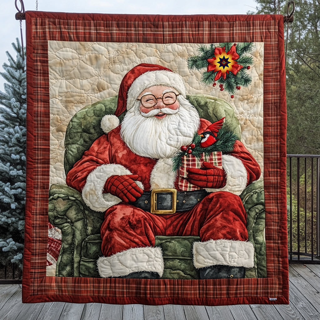 Santa And Cardinal WU0811030CL Quilt