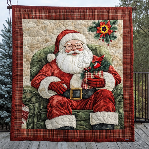 Santa And Cardinal WU0811030CL Quilt
