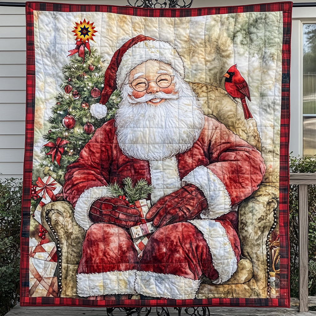 Santa And Cardinal WU0811031CL Quilt