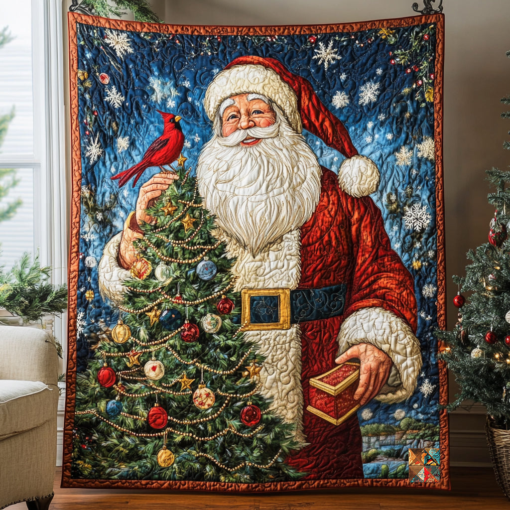 Santa And Cardinal WU0811033CL Quilt
