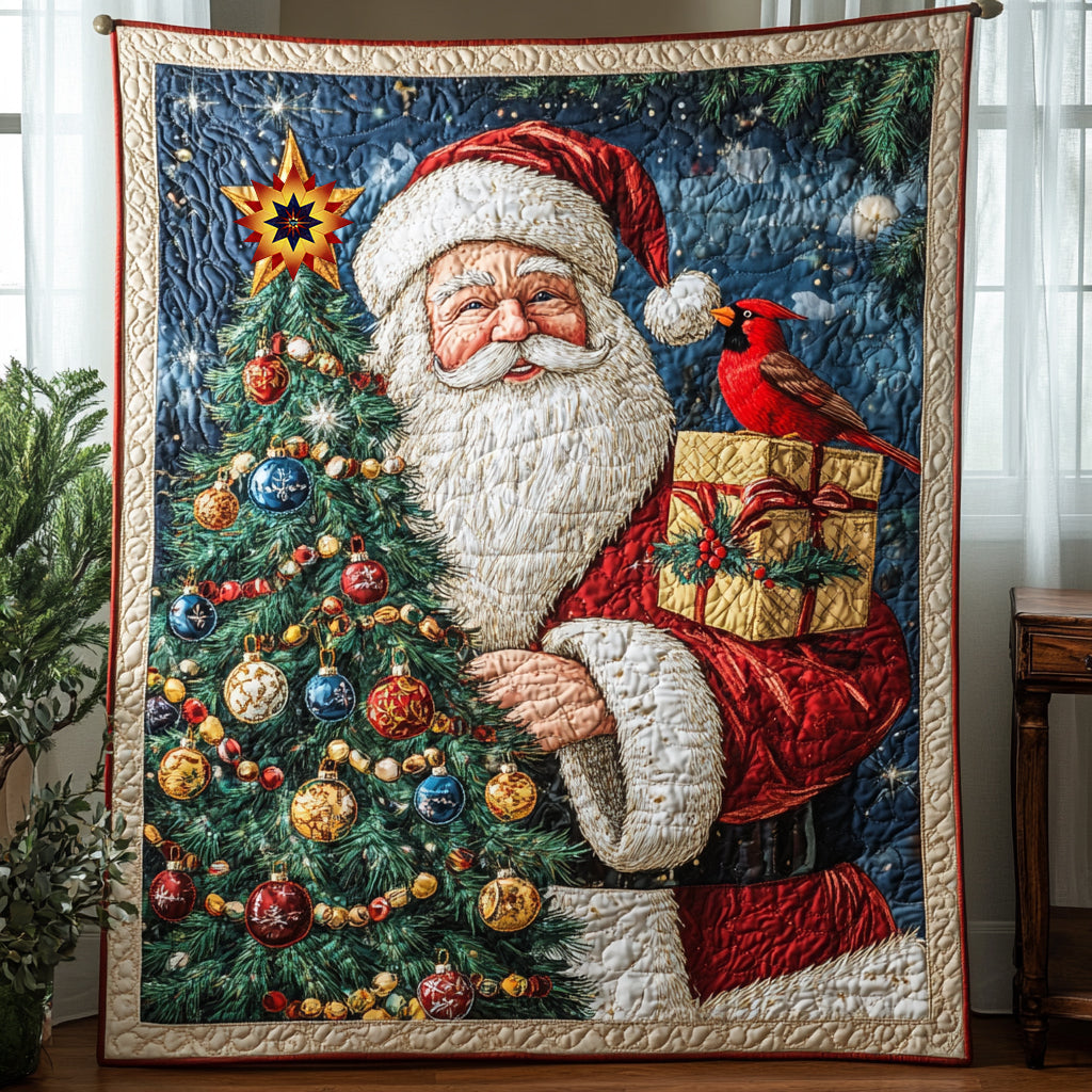 Santa And Cardinal WU0811049CL Quilt